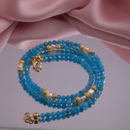 Apatit Kette blau facettiert